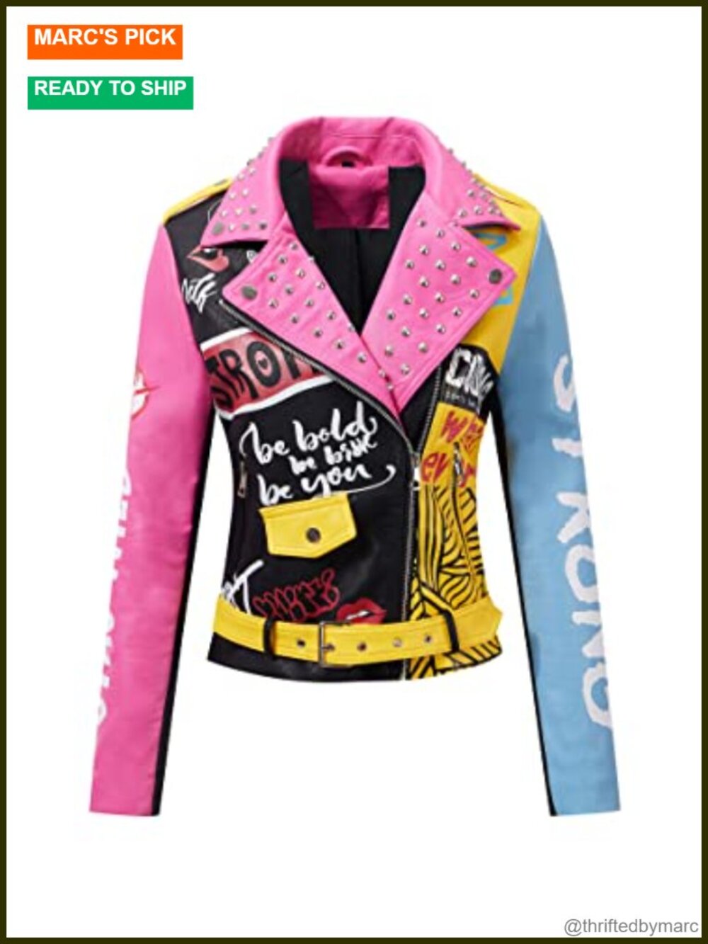 Faux Leather Moto Jacket Women Floral Short Coat Vegan Biker